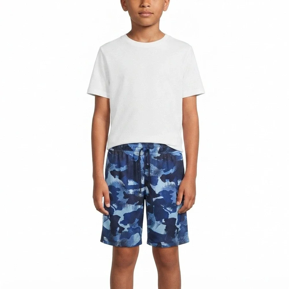 The Childrens Place Shorts Boys 16  XXL Blue Camo Active Mesh Drawstring